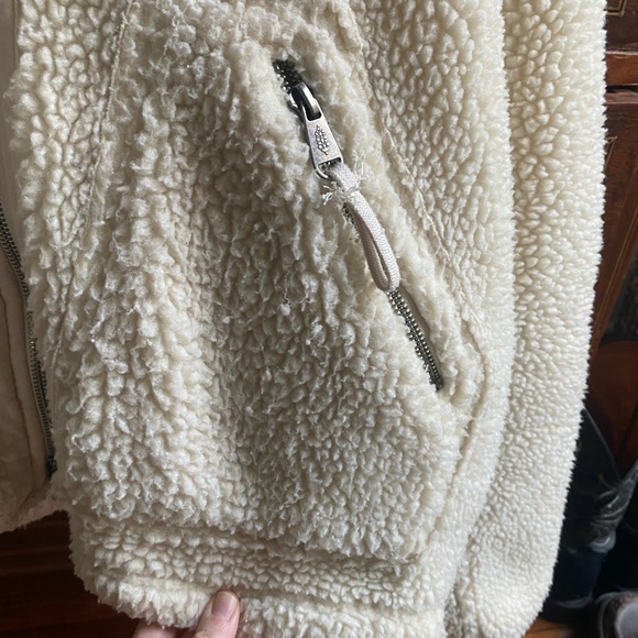 FP Movement by Free People Oversized Cream Teddy Zip Jacket - Picture 10 of 14